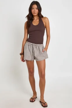 Short À Taille Élastique Rayé