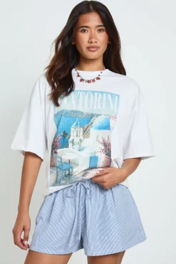 Short À Taille Élastiquée À Rayures