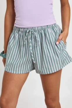 Short À Taille Élastiquée À Rayures