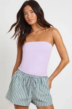 Short À Taille Élastiquée À Rayures