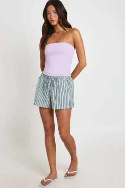 Short À Taille Élastiquée À Rayures