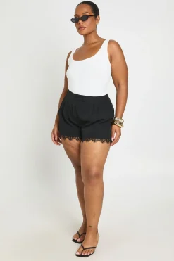 Short Tailleur Avec Finition Dentelle Grande Taille