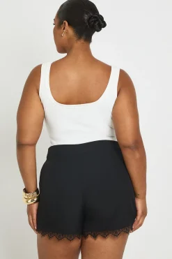Short Tailleur Avec Finition Dentelle Grande Taille