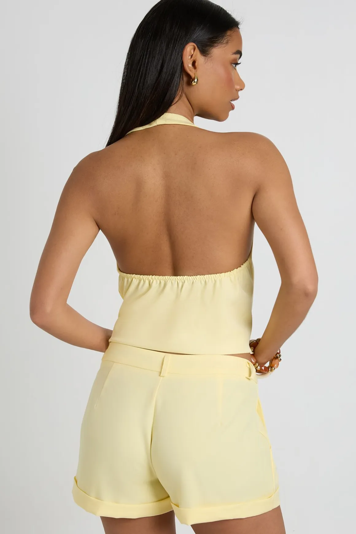 Short Tailleur Chiné À Revers