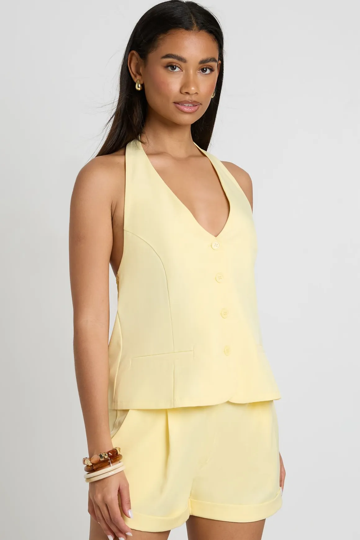 Short Tailleur Chiné À Revers