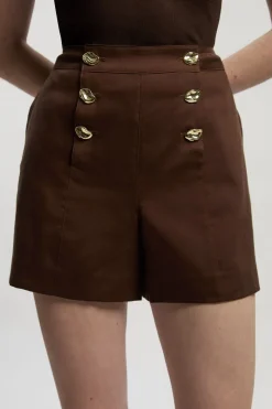 Short Tailleur En Lin À Boutonnage Devant