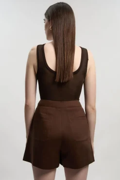 Short Tailleur En Lin À Boutonnage Devant