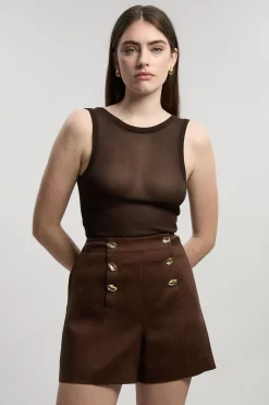 Short Tailleur En Lin À Boutonnage Devant