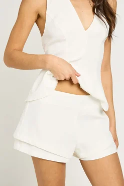 Short Tailleur Taille Haute À Double Ourlet