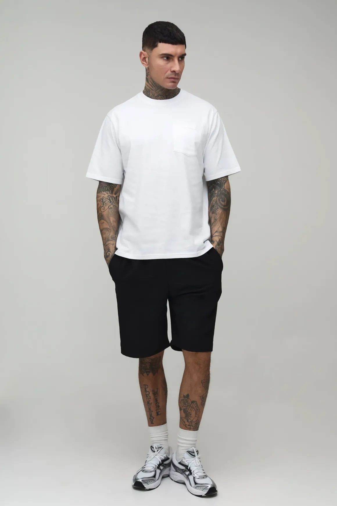 Short Technique Décontracté Taille Élastiquée Coupe Ample Tall