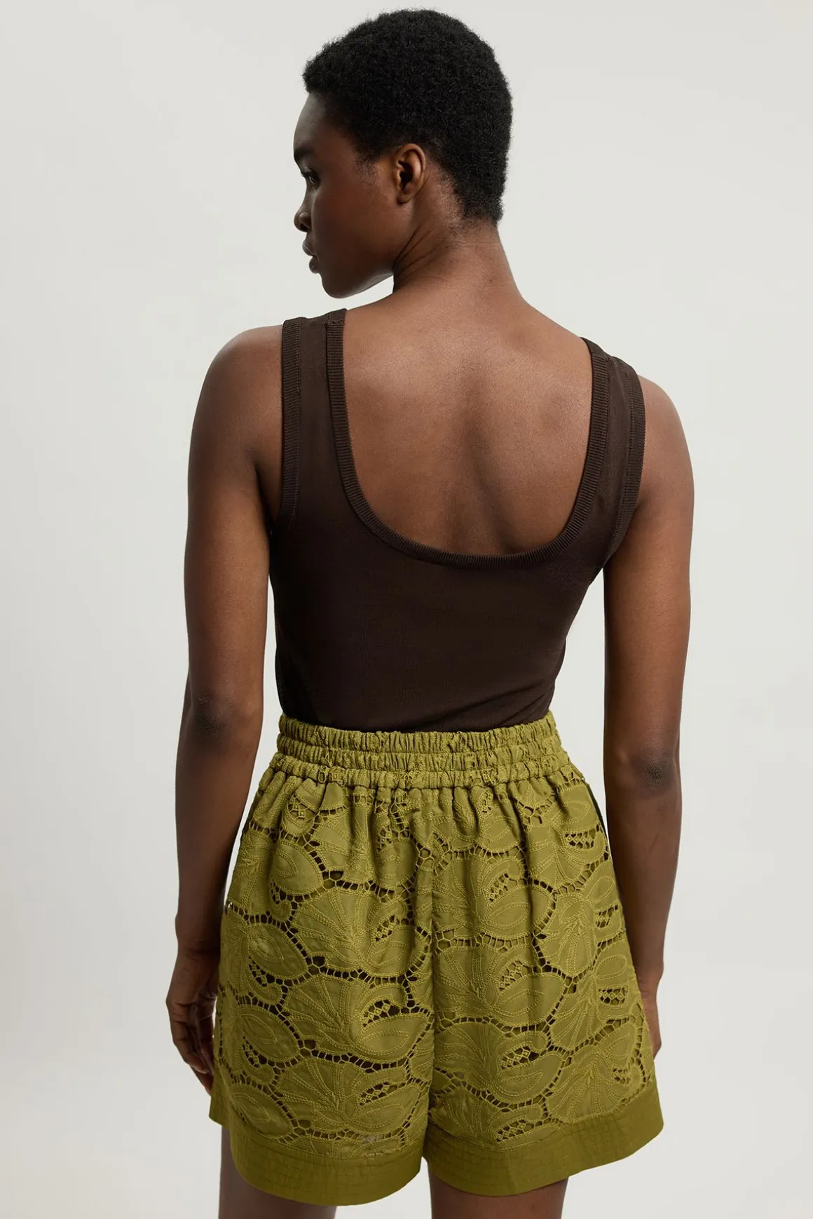 Short Tissé En Coton Ajouré