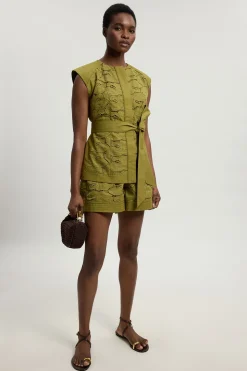 Short Tissé En Coton Ajouré