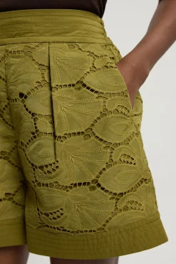 Short Tissé En Coton Ajouré