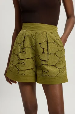 Short Tissé En Coton Ajouré