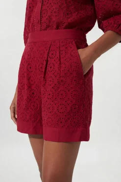 Short Tissé En Coton Broderie Anglaise