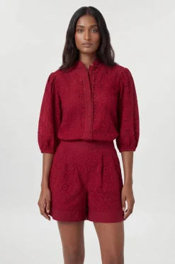 Short Tissé En Coton Broderie Anglaise