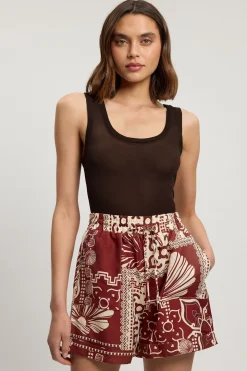 Short Tissé En Lin Viscose À Imprimé Carreaux