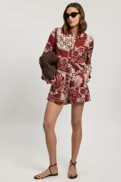 Short Tissé En Lin Viscose À Imprimé Carreaux