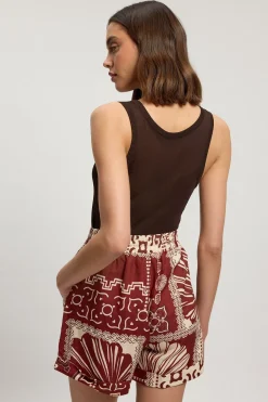 Short Tissé En Lin Viscose À Imprimé Carreaux