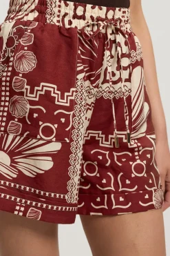 Short Tissé En Lin Viscose À Imprimé Carreaux