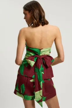 Short Tissé En Viscose Lin Motif Palmiers