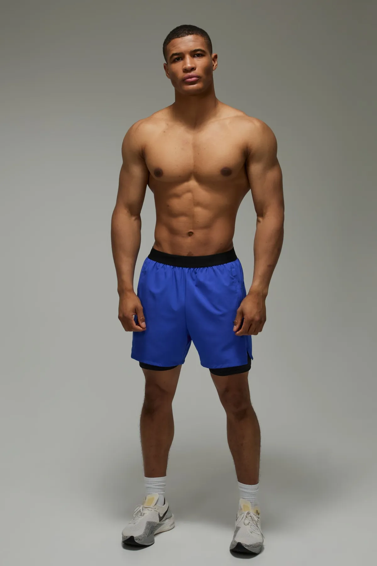boohooMAN Short Tissé Stretch Perforé 2 En 1 Active Homme<Femme Tout Afficher|Shorts