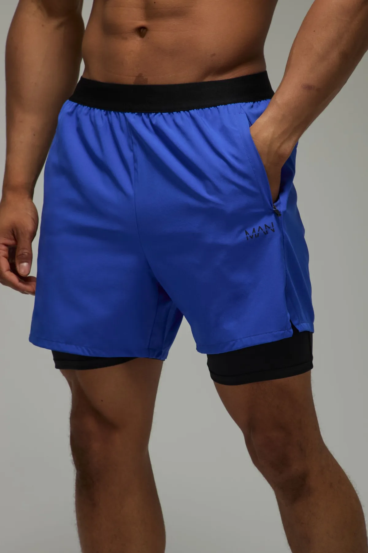boohooMAN Short Tissé Stretch Perforé 2 En 1 Active Homme<Femme Tout Afficher|Shorts