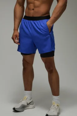 boohooMAN Short Tissé Stretch Perforé 2 En 1 Active Homme<Femme Tout Afficher|Shorts