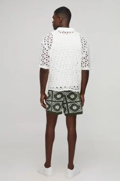 Short tricoté au crochet décontracté