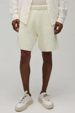 Short Tricoté Décontracté À Maille Ajourée