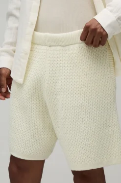 Short Tricoté Décontracté À Maille Ajourée