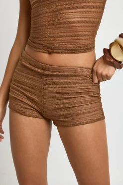 Short Ultra-court En Dentelle Texturée Doublé