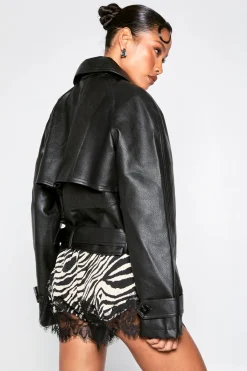 boohoo Short Évasé à Bordure en Dentelle Zébrée<Femme Zebra Print|Satin Et Dentelle
