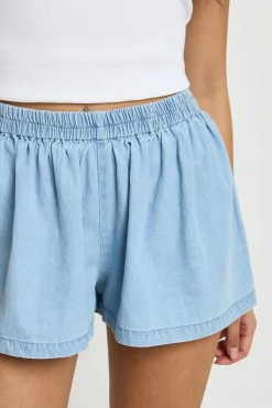 boohoo Short Évasé En Chambray Taille Mi-haute<Femme Shorts