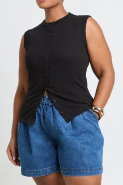 boohoo Short Évasé En Denim Grande Taille À Taille Élastiquée<Femme Denim|Shorts