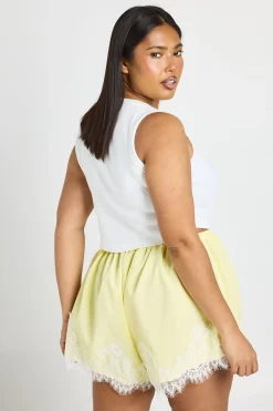 Short Évasé En Popeline Avec Bordure En Dentelle Grande Taille