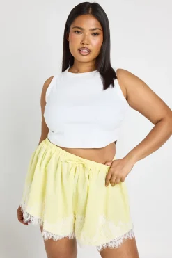 Short Évasé En Popeline Avec Bordure En Dentelle Grande Taille