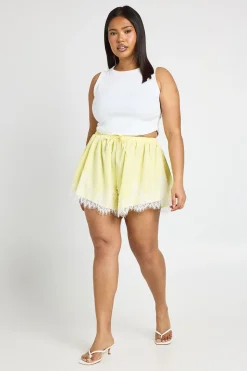 Short Évasé En Popeline Avec Bordure En Dentelle Grande Taille