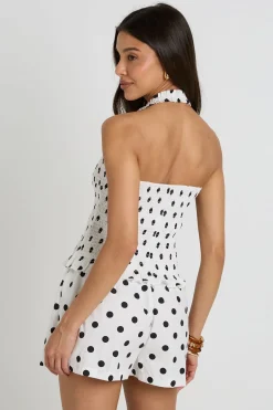 Short Évasé En Popeline À Pois