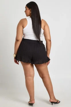 Short Évasé Grande Taille Broderie Anglaise Taille Élastique