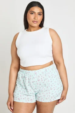 Short Évasé Grande Taille À Imprimé Fleuri Ditsy