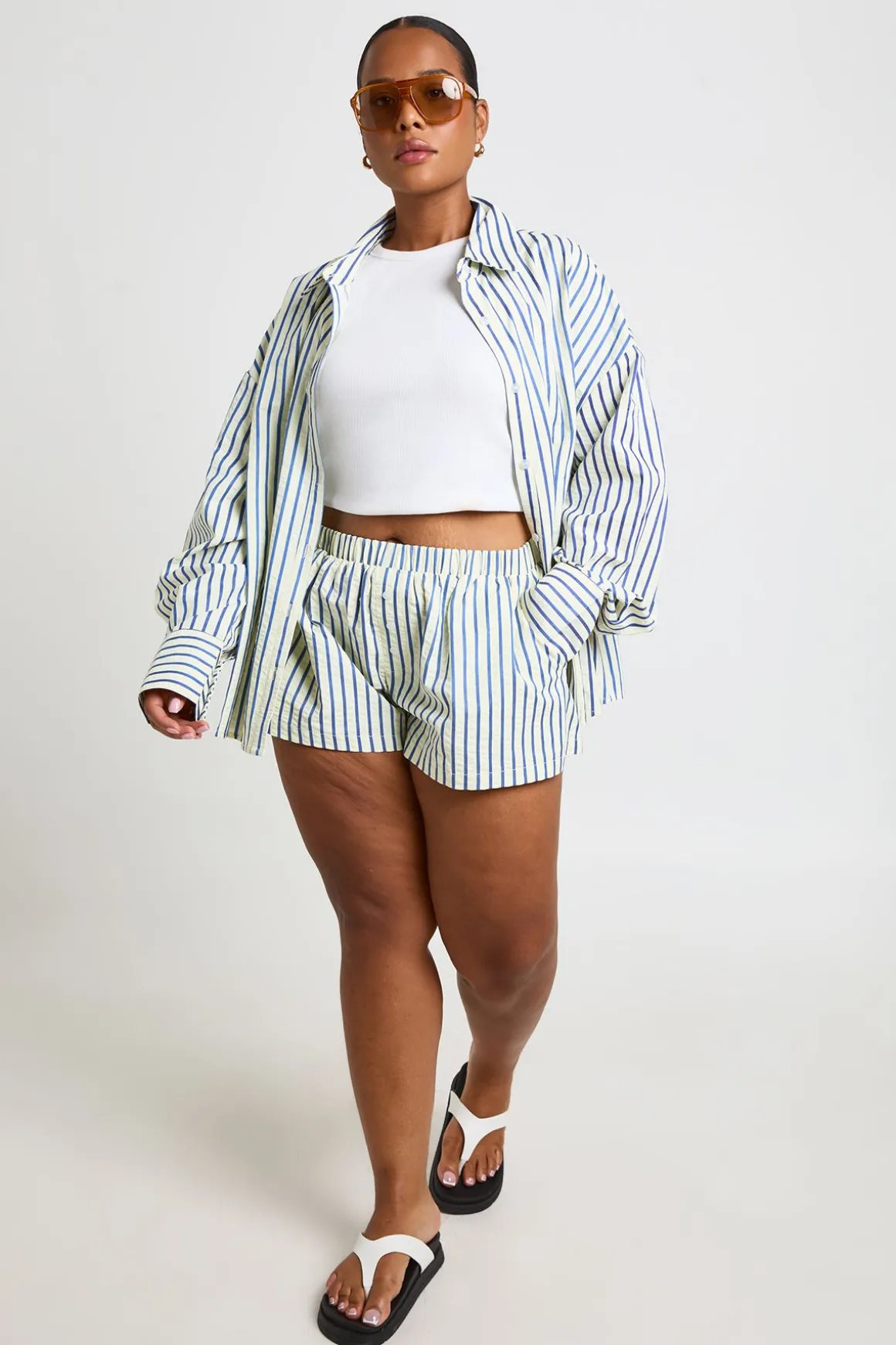 Short Évasé À Rayures Grande Taille