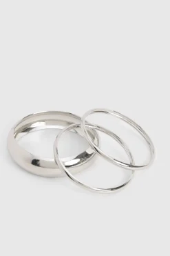 Silver Mixed Sized Bangle 3 Pack