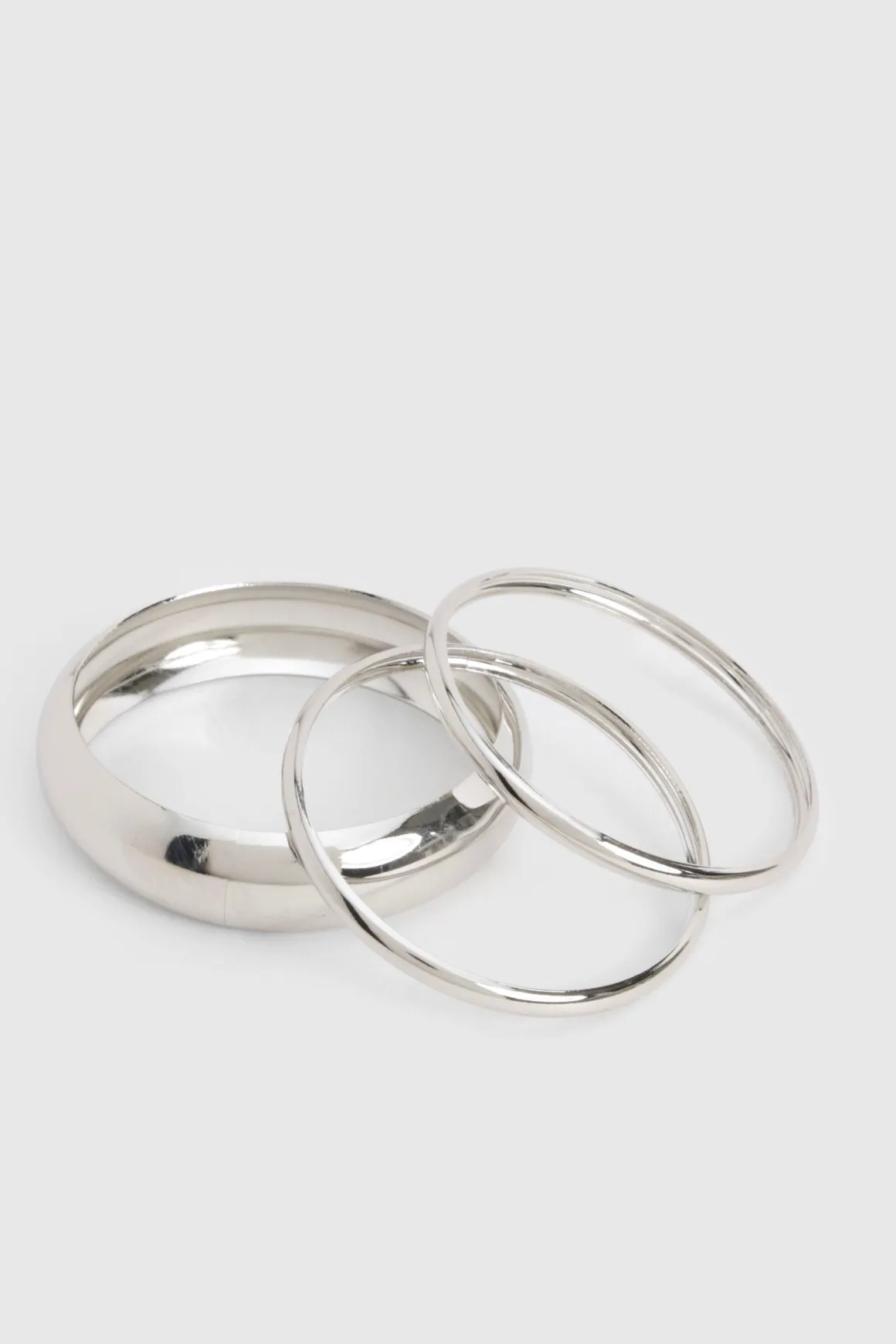 Silver Mixed Sized Bangle 3 Pack