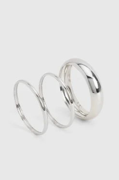 Silver Mixed Sized Bangle 3 Pack