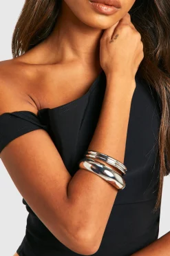 Silver Mixed Sized Bangle 3 Pack