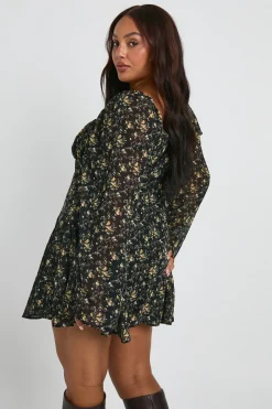 Skater Godet en chiffon à motif floral Plus