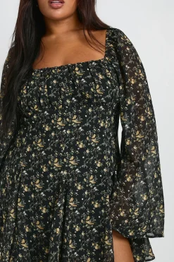 Skater Godet en chiffon à motif floral Plus