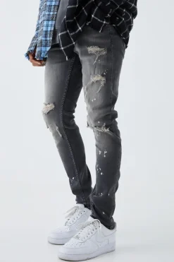 Skinny Stretch Bleached Ripped Knee Jeans