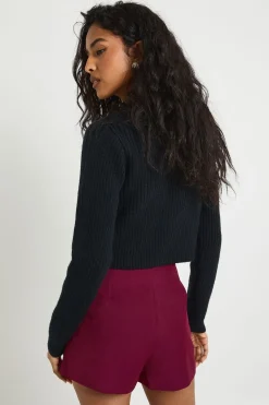 Skort ajusté à détails drapés